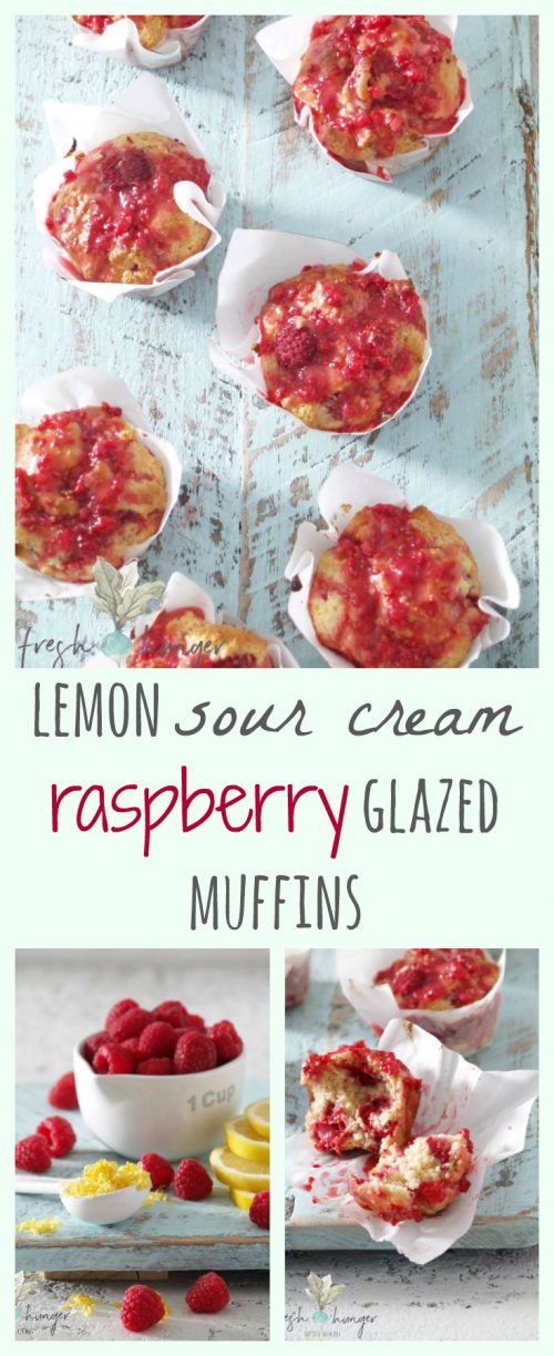 lemon sour cream raspberry glazed muffins