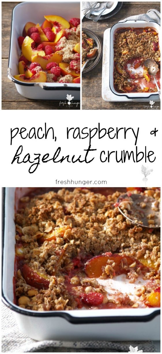 peach, raspberry & nut crumble