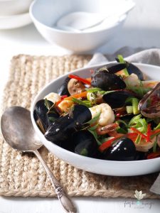 thai basil mussel & shrimp stir-fry