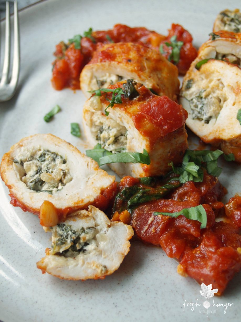 goat cheese & spinach stuffed chicken breasts 