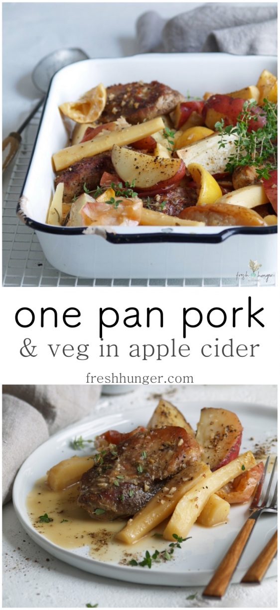 one pan apple cider pork & autumn veggies