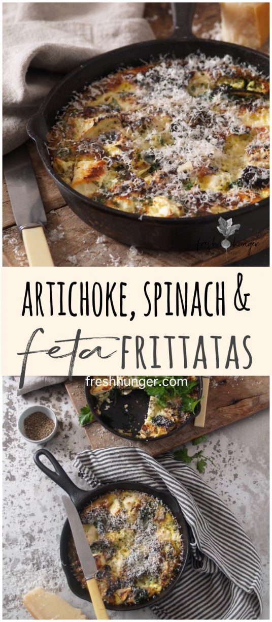 artichoke, spinach & feta frittatas