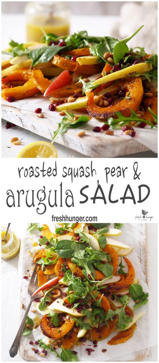 roasted squash, pear & arugula salad