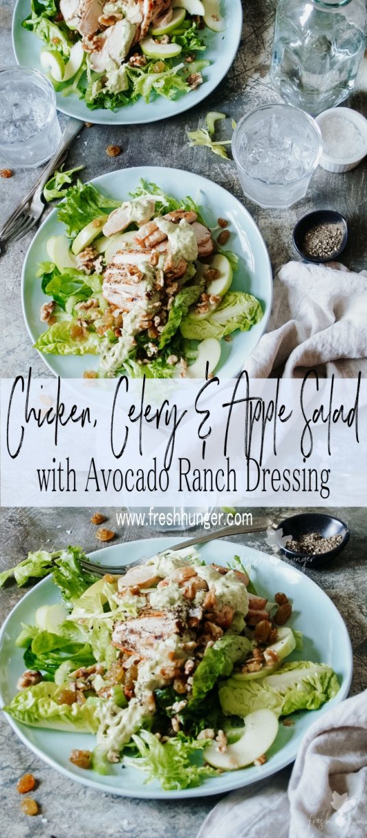 Chicken, Celery & Apple Salad with Avocado Ranch Dressing
