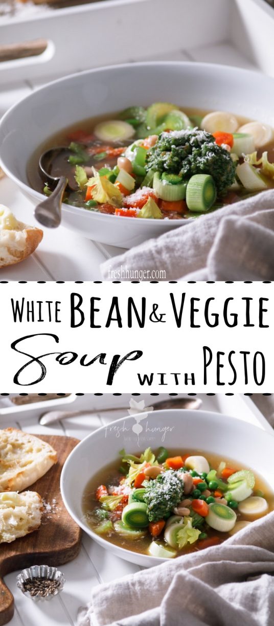 White Bean & Veggie Soup with Pesto
