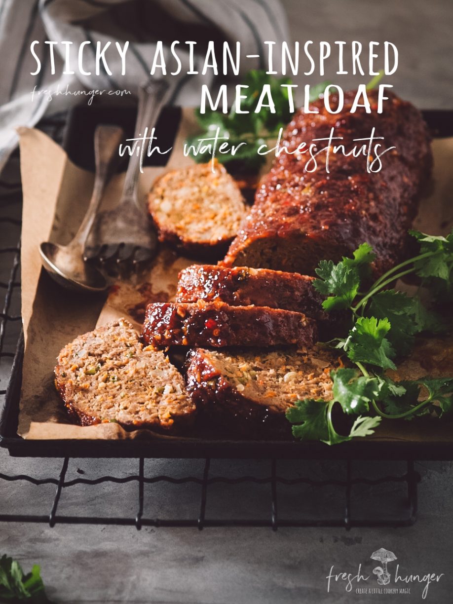 sticky asian-inspired meatloaf with water chestnuts