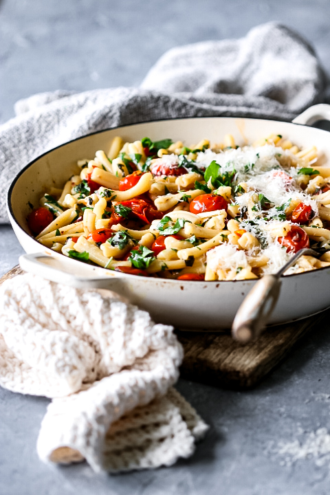 Herb Buttered Pasta with Sweet Blistered Tomatoes 