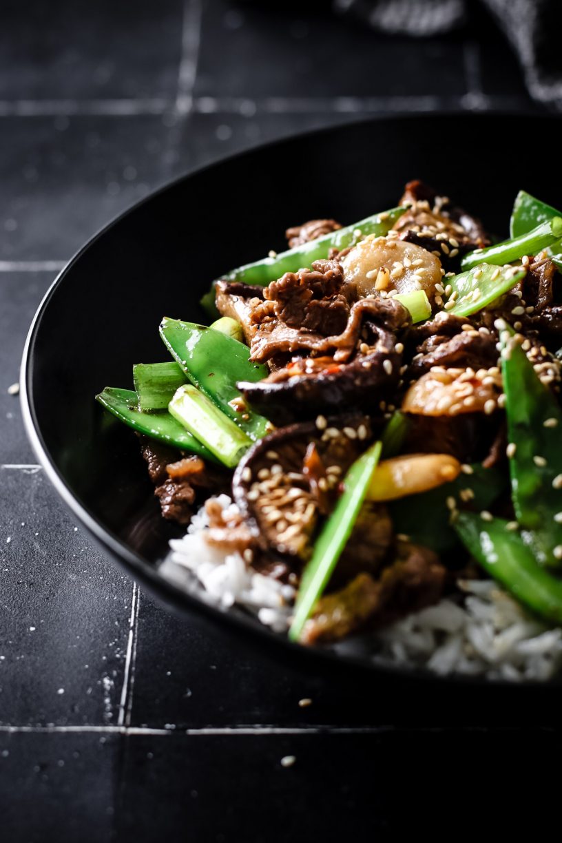 HOISIN BEEF, SNOW PEA AND WATER CHESTNUT STIR-FRY